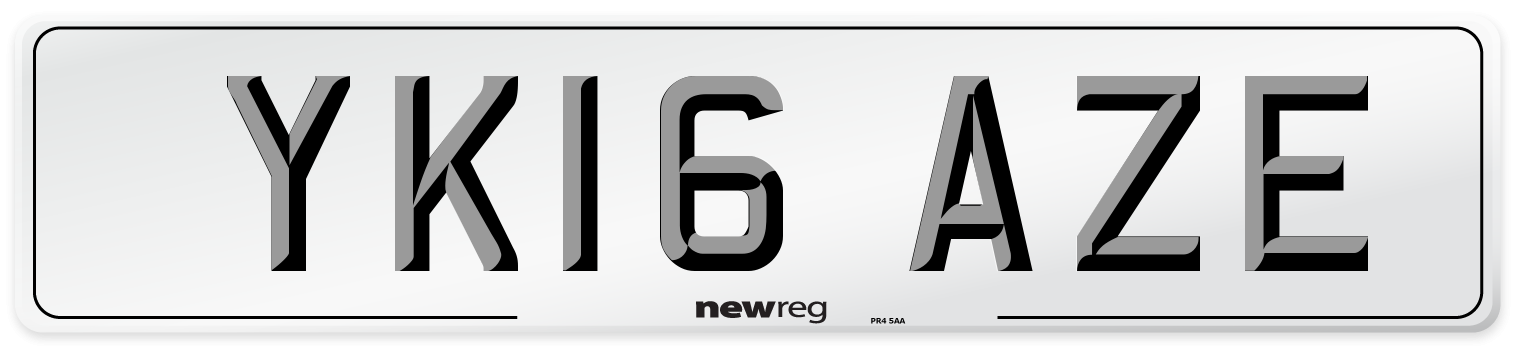 YK16 AZE Number Plate from New Reg